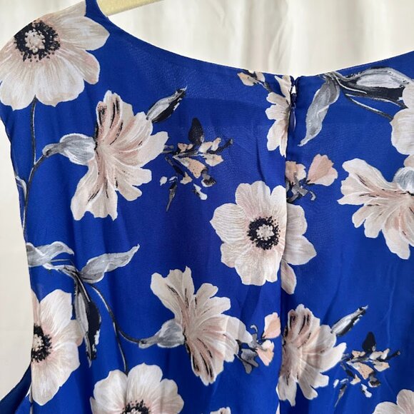 Jessica Howard Women's Plus 24W Blue Floral Faux Wrap Dress with Ruffle - Picture 3 of 13